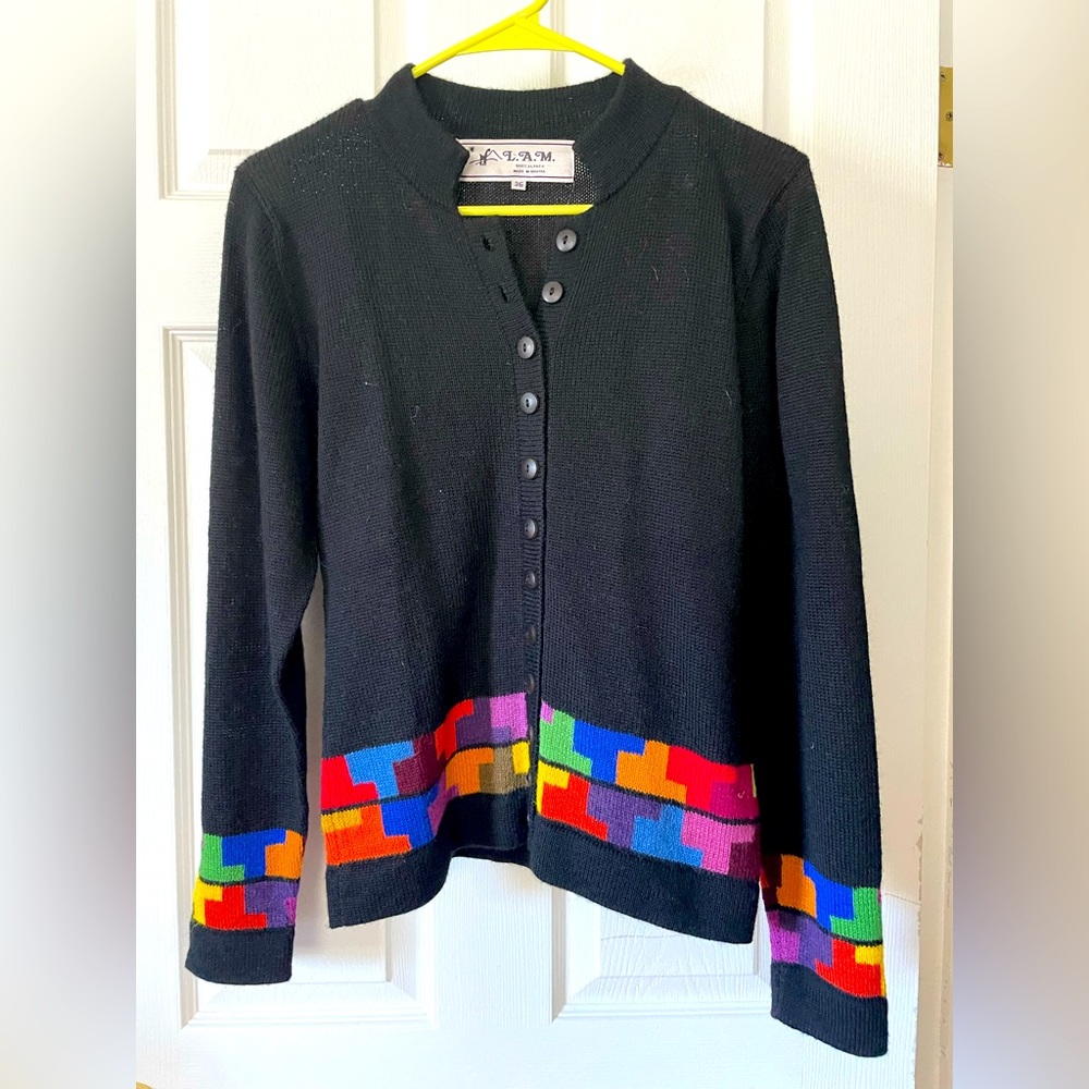Authentic baby alpaca sweater/cardigan from Bolivia.